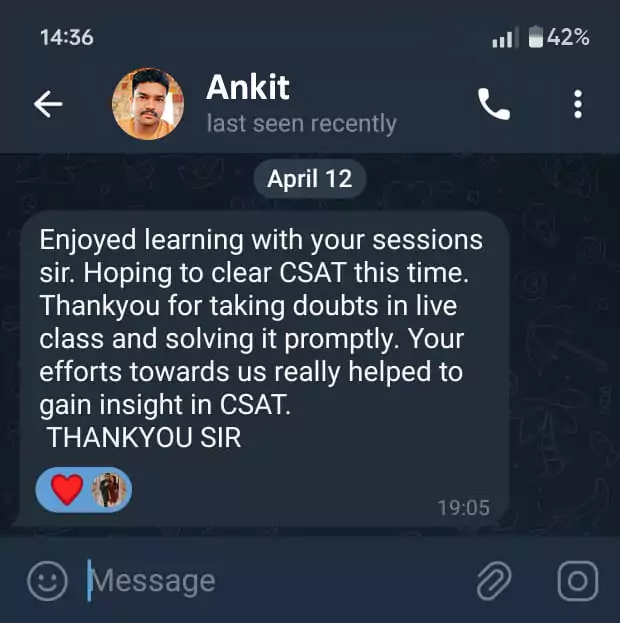 WhatsApp appreciation for CSAT guidance