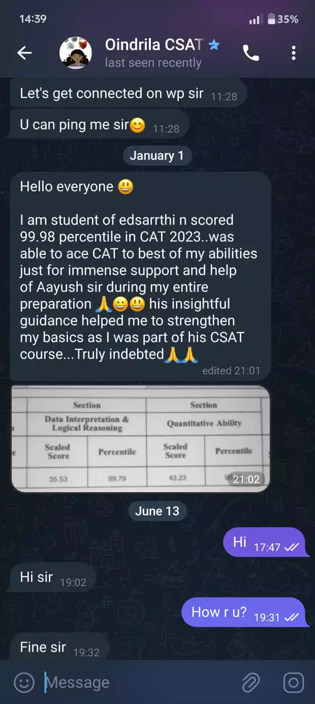 Mobile screenshot thanking Ayush Sir